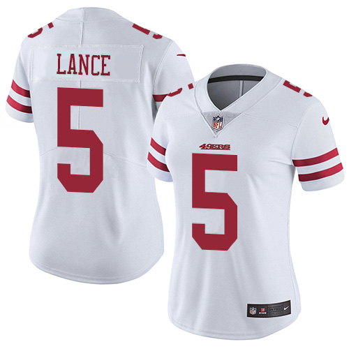Women's San Francisco 49ers #5 Trey Lance White Women's Stitched NFL Vapor Untouchable Limited Jersey Women's San Francisco 49ers #5 Trey Lance White Women's Stitched NFL Vapor Untouchable Limited Jersey