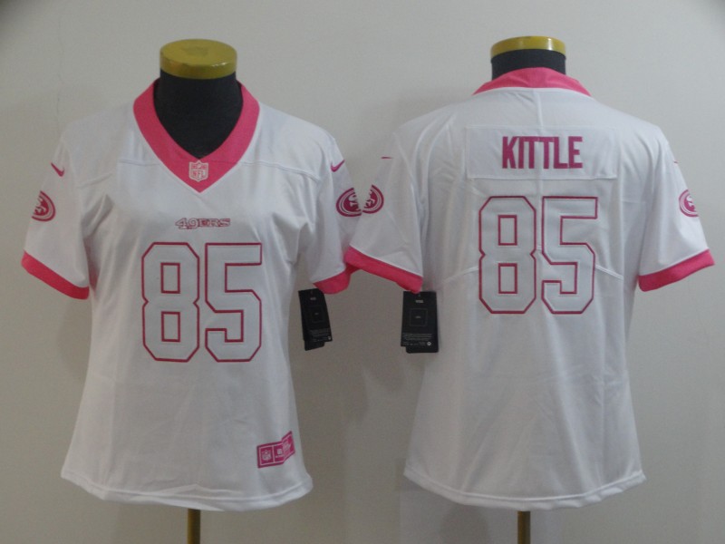 Women Nike 49ers 85 George Kittle White Pink Women Rush Limited Jersey Women Nike 49ers 85 George Kittle White Pink Women Rush Limited Jersey
