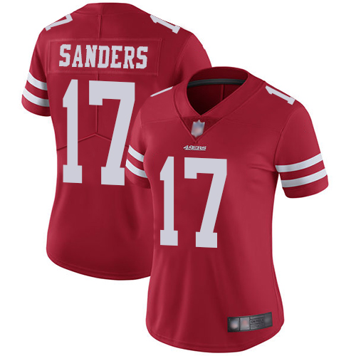 49ers #17 Emmanuel Sanders Red Team Color Women's Stitched Football Vapor Untouchable Limited Jersey 49ers #17 Emmanuel Sanders Red Team Color Women's Stitched Football Vapor Untouchable Limited Jersey