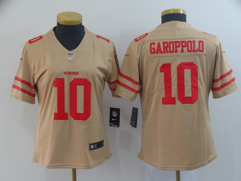 Women Nike 49ers 10 Jimmy Garoppolo Gold Women Inverted Legend Limited Jersey Women Nike 49ers 10 Jimmy Garoppolo Gold Women Inverted Legend Limited Jersey