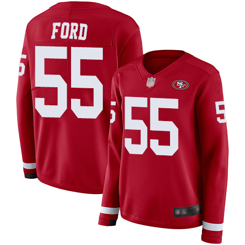 49ers #55 Dee Ford Red Team Color Women's Stitched Football Limited Therma Long Sleeve Jersey 49ers #55 Dee Ford Red Team Color Women's Stitched Football Limited Therma Long Sleeve Jersey