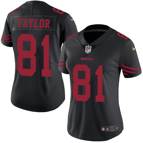 Nike 49ers #81 Trent Taylor Black Women's Stitched NFL Limited Rush Jersey Nike 49ers #81 Trent Taylor Black Women's Stitched NFL Limited Rush Jersey