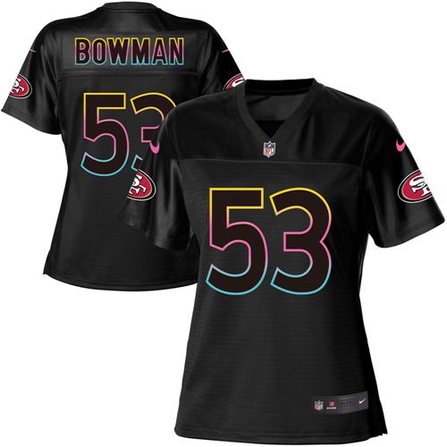 Nike 49ers #53 NaVorro Bowman Black Women's NFL Fashion Game Jersey Nike 49ers #53 NaVorro Bowman Black Women's NFL Fashion Game Jersey