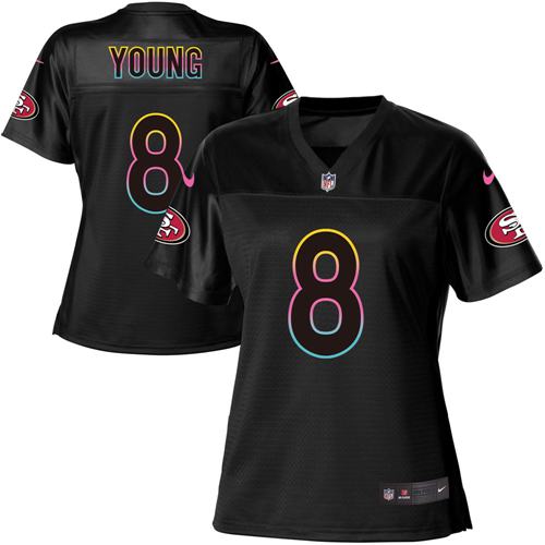 Nike 49ers #8 Steve Young Black Women's NFL Fashion Game Jersey Nike 49ers #8 Steve Young Black Women's NFL Fashion Game Jersey
