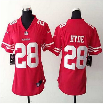 Women's New 49ers #28 Carlos Hyde Red Team Color NFL Elite Jersey Women's New 49ers #28 Carlos Hyde Red Team Color NFL Elite Jersey