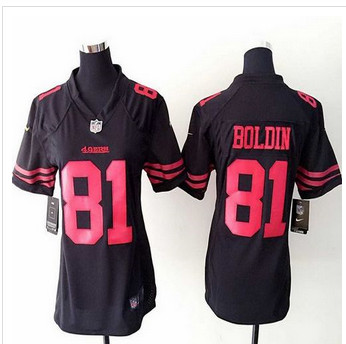 Women's New 49ers #81 Anquan Boldin Black Alternate NFL Elite Jersey Women's New 49ers #81 Anquan Boldin Black Alternate NFL Elite Jersey