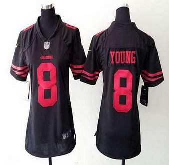 Women New 49ers #8 Steve Young Black Alternate Stitched NFL Elite Jersey Women New 49ers #8 Steve Young Black Alternate Stitched NFL Elite Jersey