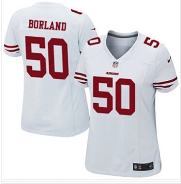 Women's NEW 49ers #50 Chris Borland White NFL Elite Jersey
