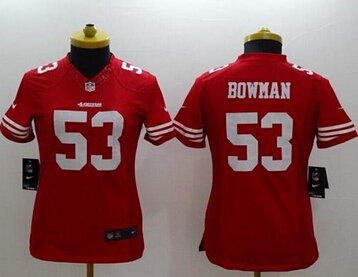 Women's NEW 49ers #53 NaVorro Bowman Red Team Color NFL Limited Jersey