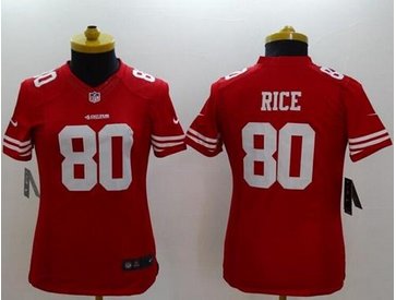 Women's NEW 49ers #80 Jerry Rice Red Team Color NFL Limited Jersey Women's NEW 49ers #80 Jerry Rice Red Team Color NFL Limited Jersey