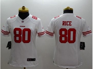 Women's NEW 49ers #80 Jerry Rice White NFL Limited Jersey