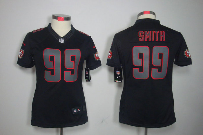 Women NEW San Francisco 49ers 99 Aldon Smith Black Jerseys(Impact Limited)