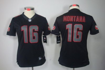Women NEW San Francisco 49ers 16 joe Montana Black Jerseys(Impact Limited) Women NEW San Francisco 49ers 16 joe Montana Black Jerseys(Impact Limited)