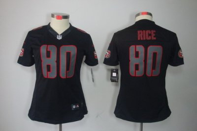Women NEW San Francisco 49ers 80 Jerry Rice Black Jerseys(Impact Limited) Women NEW San Francisco 49ers 80 Jerry Rice Black Jerseys(Impact Limited)