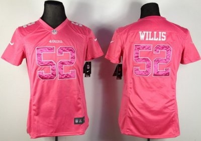 Women NEW San Francisco 49ers 52 Patrick Willis Pink NFL Jerseys Women NEW San Francisco 49ers 52 Patrick Willis Pink NFL Jerseys