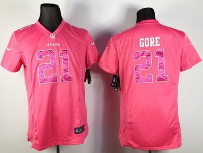 Women NEW San Francisco 49ers 21 Frank Gore Pink NFL Jerseys Women NEW San Francisco 49ers 21 Frank Gore Pink NFL Jerseys