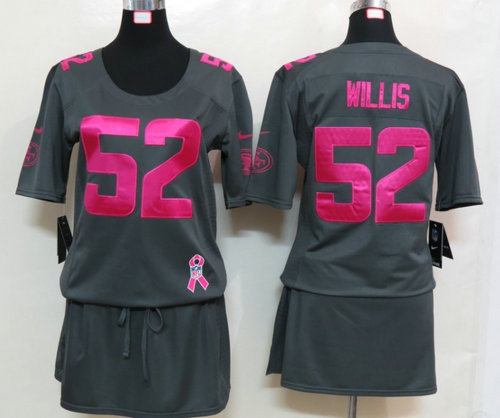 Womens NEW San Francisco 49ers 52 Willis Elite breast Cancer Awareness Dark grey Jerseys Womens NEW San Francisco 49ers 52 Willis Elite breast Cancer Awareness Dark grey Jerseys