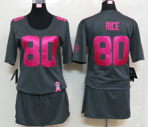 Womens NEW San Francisco 49ers 80 Rice Elite breast Cancer Awareness Dark grey Jerseys Womens NEW San Francisco 49ers 80 Rice Elite breast Cancer Awareness Dark grey Jerseys