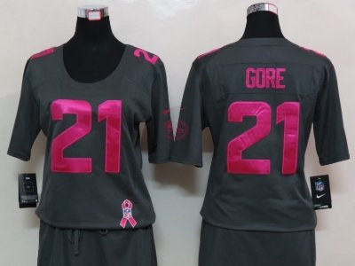 Womens NEW San Francisco 49ers 21 Gore Elite breast Cancer Awareness Dark grey Jersey