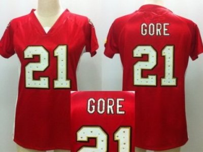 Women NEW San Francisco 49ers 21 Frank Gore Red Womens Draft Him II Top Jerseys