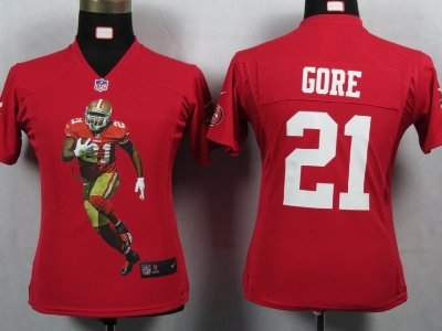 Womens NEW San Francisco 49ers 21 Gore Red Portrait Fashion Game Jerseys