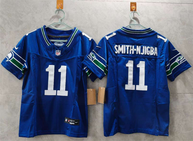 Women's Seattle Seahawks #11 Jaxon Smith-Njigba Royal 2024 F.U.S.E Throwback Vapor Limited Stitched Football Jersey(Run Small) Women's Seattle Seahawks #11 Jaxon Smith-Njigba Royal 2024 F.U.S.E Throwback Vapor Limited Stitched Football Jersey(Run Small)