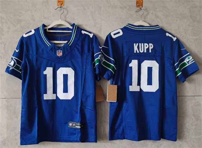 Women's Seattle Seahawks #10 Cooper Kupp Royal 2024 F.U.S.E Throwback Vapor Limited Stitched Football Jersey(Run Small) Women's Seattle Seahawks #10 Cooper Kupp Royal 2024 F.U.S.E Throwback Vapor Limited Stitched Football Jersey(Run Small)