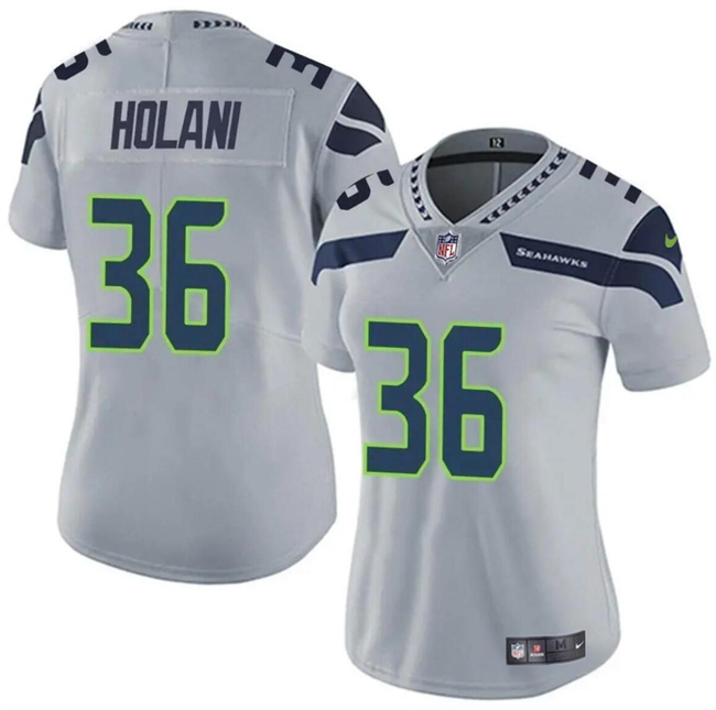 Women's Seattle Seahawks #36 George Holani Grey Vapor Limited Stitched Football Jersey(Run Small) Women's Seattle Seahawks #36 George Holani Grey Vapor Limited Stitched Football Jersey(Run Small)