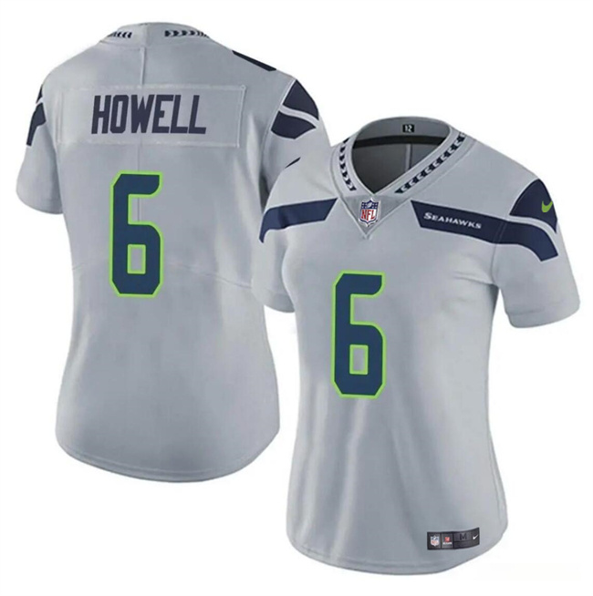 Women's Seattle Seahawks #6 Sam Howell Grey Vapor Limited Stitched Football Jersey(Run Small) Women's Seattle Seahawks #6 Sam Howell Grey Vapor Limited Stitched Football Jersey(Run Small)