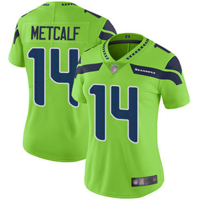 Women's Seattle Seahawks #14 D.K. Metcalf Green Vapor Untouchable Stitched Jersey(Run Small) Women's Seattle Seahawks #14 D.K. Metcalf Green Vapor Untouchable Stitched Jersey(Run Small)