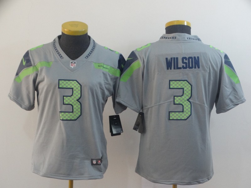 Women Nike Seahawks 3 Russell Wilson Gray Women Inverted Legend Limited Jersey Women Nike Seahawks 3 Russell Wilson Gray Women Inverted Legend Limited Jersey