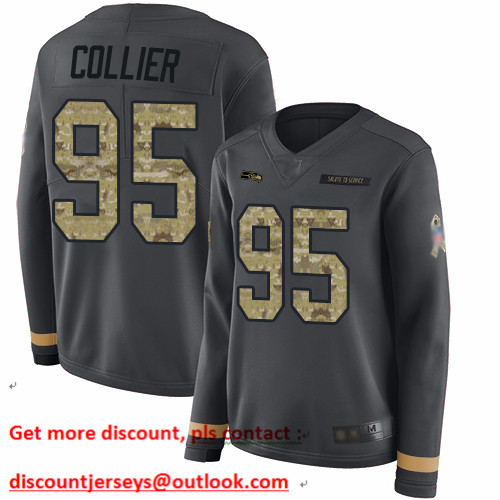 Seahawks #95 L.J. Collier Anthracite Salute to Service Women's Stitched Football Limited Therma Long Sleeve Jersey Seahawks #95 L.J. Collier Anthracite Salute to Service Women's Stitched Football Limited Therma Long Sleeve Jersey