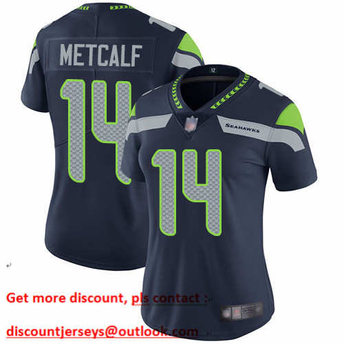 Seahawks #14 D.K. Metcalf Steel Blue Team Color Women's Stitched Football Vapor Untouchable Limited Jersey