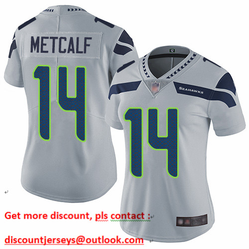 Seahawks #14 D.K. Metcalf Grey Alternate Women's Stitched Football Vapor Untouchable Limited Jersey Seahawks #14 D.K. Metcalf Grey Alternate Women's Stitched Football Vapor Untouchable Limited Jersey