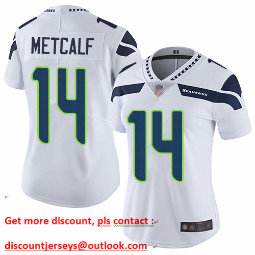 Seahawks #14 D.K. Metcalf White Women's Stitched Football Vapor Untouchable Limited Jersey