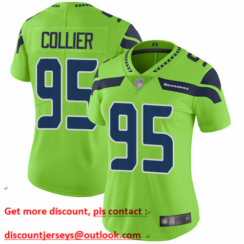 Seahawks #95 L.J. Collier Green Women's Stitched Football Limited Rush Jersey Seahawks #95 L.J. Collier Green Women's Stitched Football Limited Rush Jersey