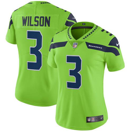Nike Seahawks #3 Russell Wilson Green Women's Stitched NFL Limited Rush Jersey Nike Seahawks #3 Russell Wilson Green Women's Stitched NFL Limited Rush Jersey