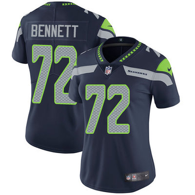 Nike Seahawks #72 Michael Bennett Steel Blue Team Color Women's Stitched NFL Vapor Untouchable Limited Jersey Nike Seahawks #72 Michael Bennett Steel Blue Team Color Women's Stitched NFL Vapor Untouchable Limited Jersey