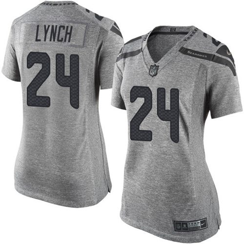 Nike Seahawks #24 Marshawn Lynch Gray Women's Stitched NFL Nike Seahawks #24 Marshawn Lynch Gray Women's Stitched NFL