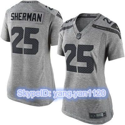 Nike Seahawks #25 Richard Sherman Gray Women's Stitched NFL Limited Gridiron Gray Jersey