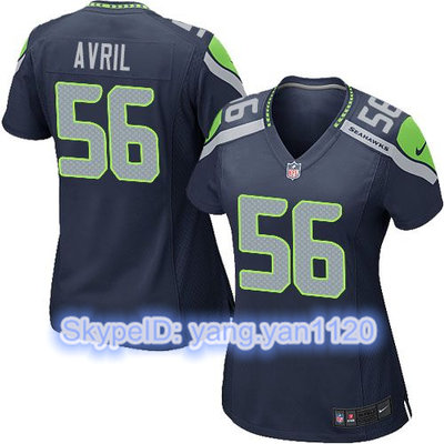 Nike Seahawks #56 Cliff Avril Steel Blue Team Color Women's Stitched NFL Elite Jersey