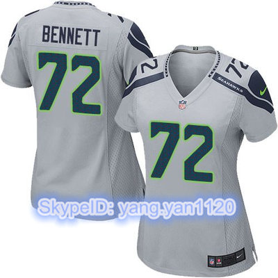 Nike Seahawks #72 Michael Bennett Grey Alternate Women's Stitched NFL Elite Jersey