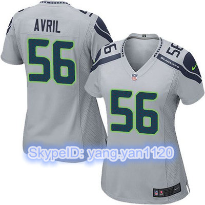 Nike Seahawks #56 Cliff Avril Grey Alternate Women's Stitched NFL Elite Jersey