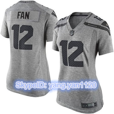 Nike Seahawks #12 Fan Gray Women's Stitched NFL Limited Gridiron Gray Jersey