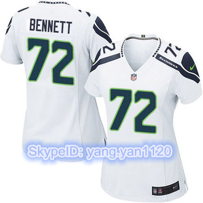Nike Seahawks #72 Michael Bennett White Women's Stitched NFL Elite Jersey
