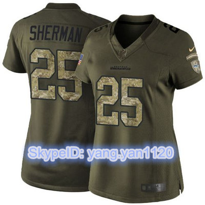 Nike Seahawks #25 Richard Sherman Green Women's Stitched NFL Limited Salute to Service Jersey