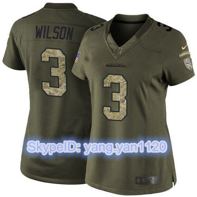 Nike Seahawks #3 Russell Wilson Green Women's Stitched NFL Limited Salute to Service Jersey