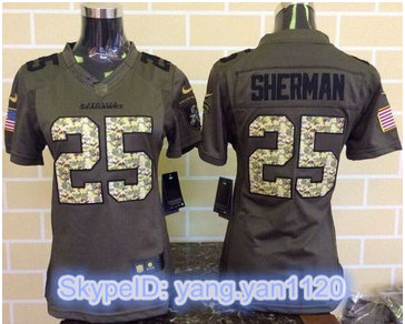 Women Nike Seahawks #25 Richard Sherman Green Stitched NFL Limited Salute to Service Jersey