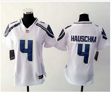 Women Nike Seahawks #4 Steven Hauschka White Stitched NFL Elite Jersey
