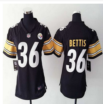 Women's New Steelers #36 Jerome Bettis Black Team Color NFL Elite Jersey